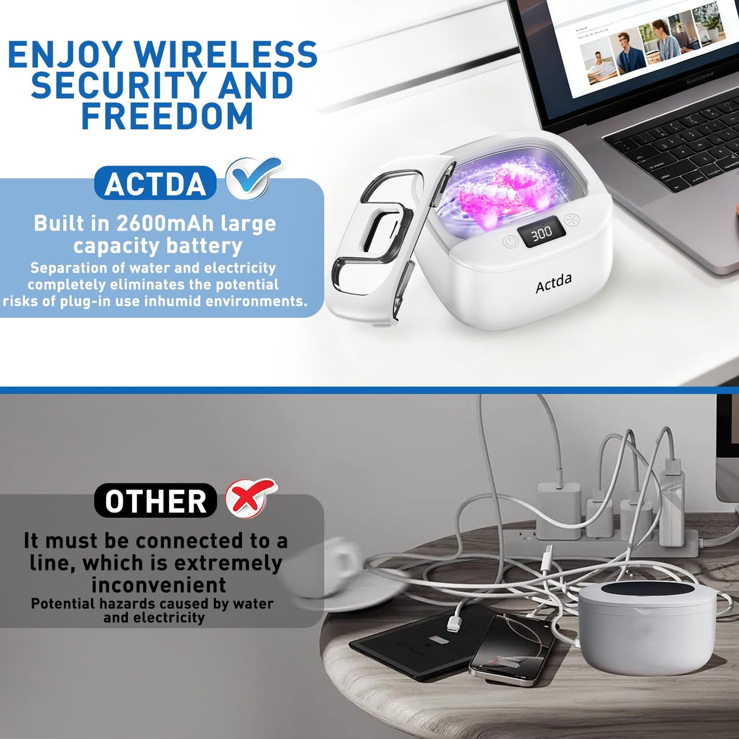 Wireless Ultrasonic Retainer Cleaner – Sonic Dental Cleaning Machine