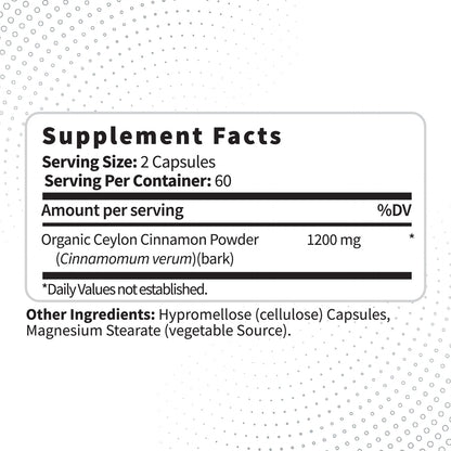 Type Zero Ceylon Cinnamon Capsules 1200mg | 120 Capsules - Natural Non-GMO Gluten Free Organic Cinnamon Bark Supplement (Pack of 2)