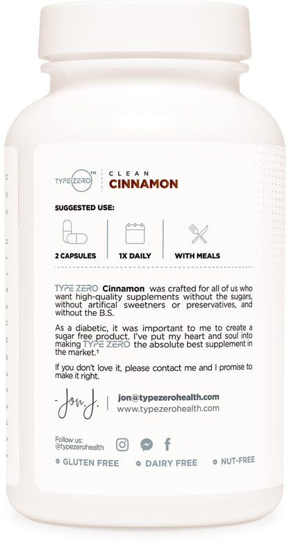 Type Zero Ceylon Cinnamon Capsules 1200mg | 120 Capsules - Natural Non-GMO Gluten Free Organic Cinnamon Bark Supplement (Pack of 2)