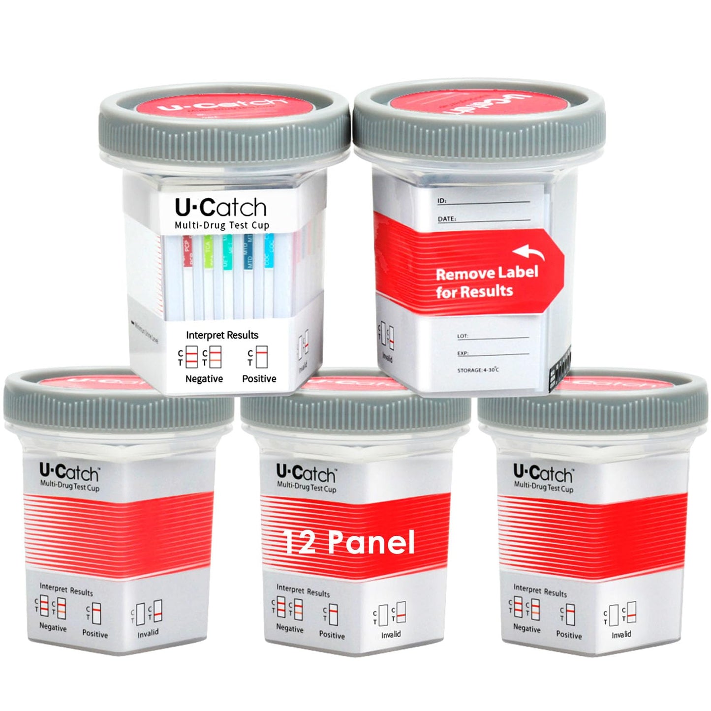 U Catch 5 Pack 12-Panel Drug Test Kit – Temperature Strip Urine Cup