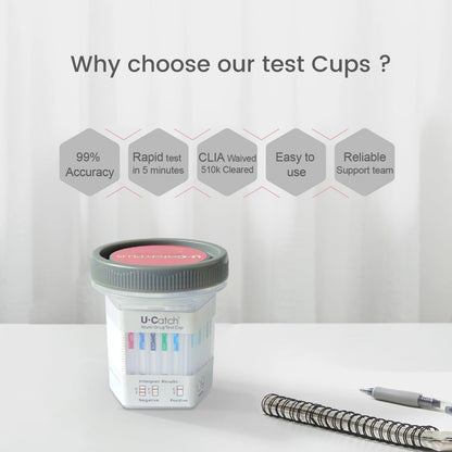 U Catch 5 Pack 12-Panel Drug Test Kit – Temperature Strip Urine Cup