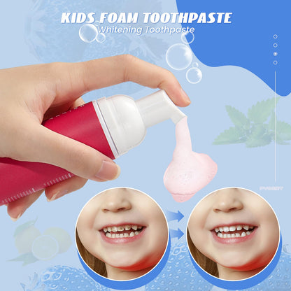 Kids Fluoride-Free Foam Toothpaste for Toddlers – Blueberry Mint Foam, Natural Toothpaste, Travel Size for U-Shaped Toothbrush