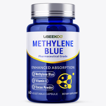 UBEEKOO 30mg Methylene Blue Capsules – Vitamin C & Organic Cacao, 60 Vegan