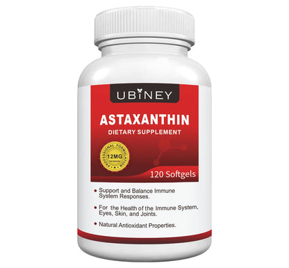Ubiney Premium Astaxanthin Supplements 12mg – Softgels, 120 Servings – Supports Immune, Skin, Eye & Joint Health – Non-GMO, Gluten-Free, Microalgae Extract