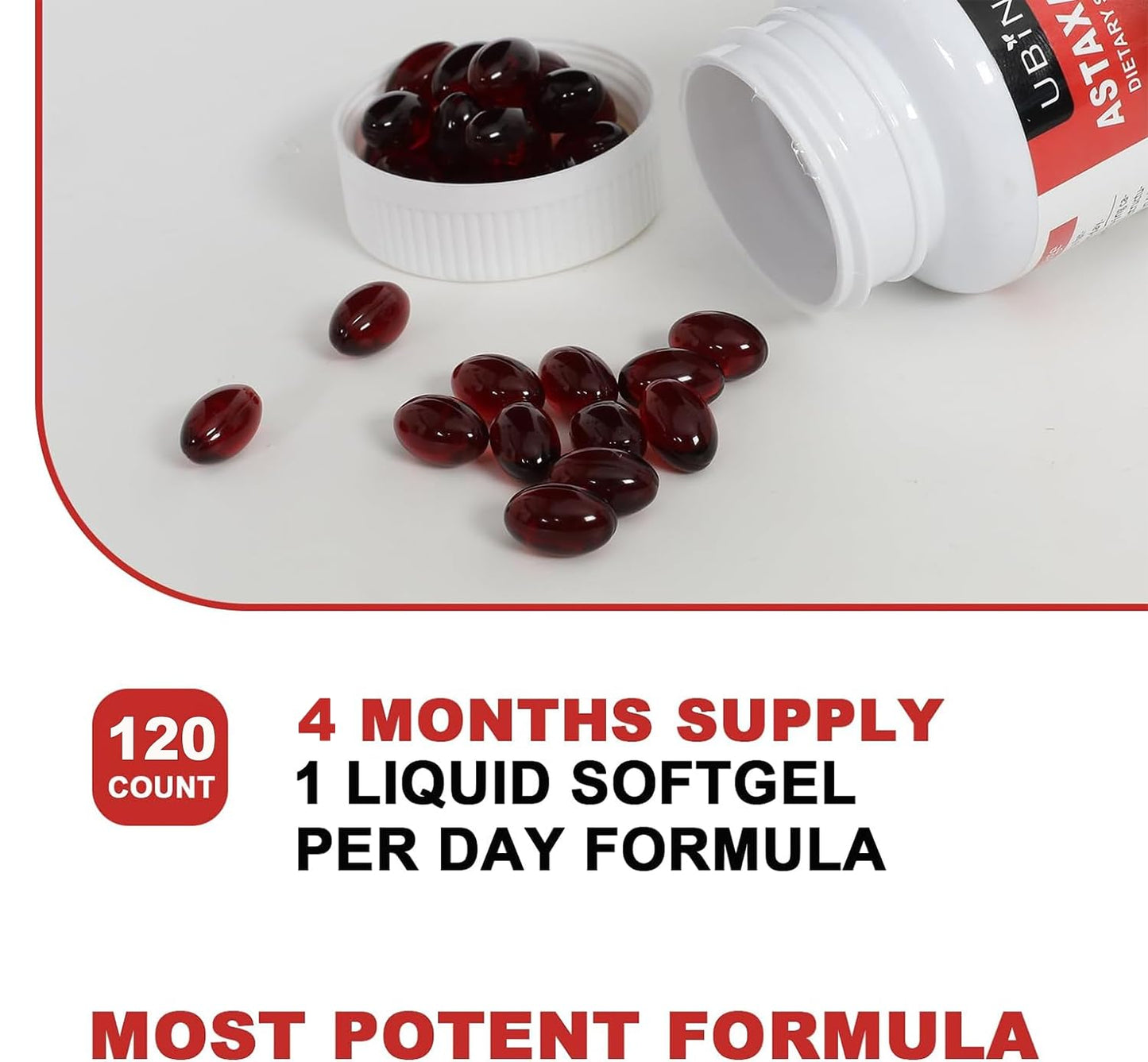 Ubiney Premium Astaxanthin Supplements 12mg – Softgels, 120 Servings – Supports Immune, Skin, Eye & Joint Health – Non-GMO, Gluten-Free, Microalgae Extract