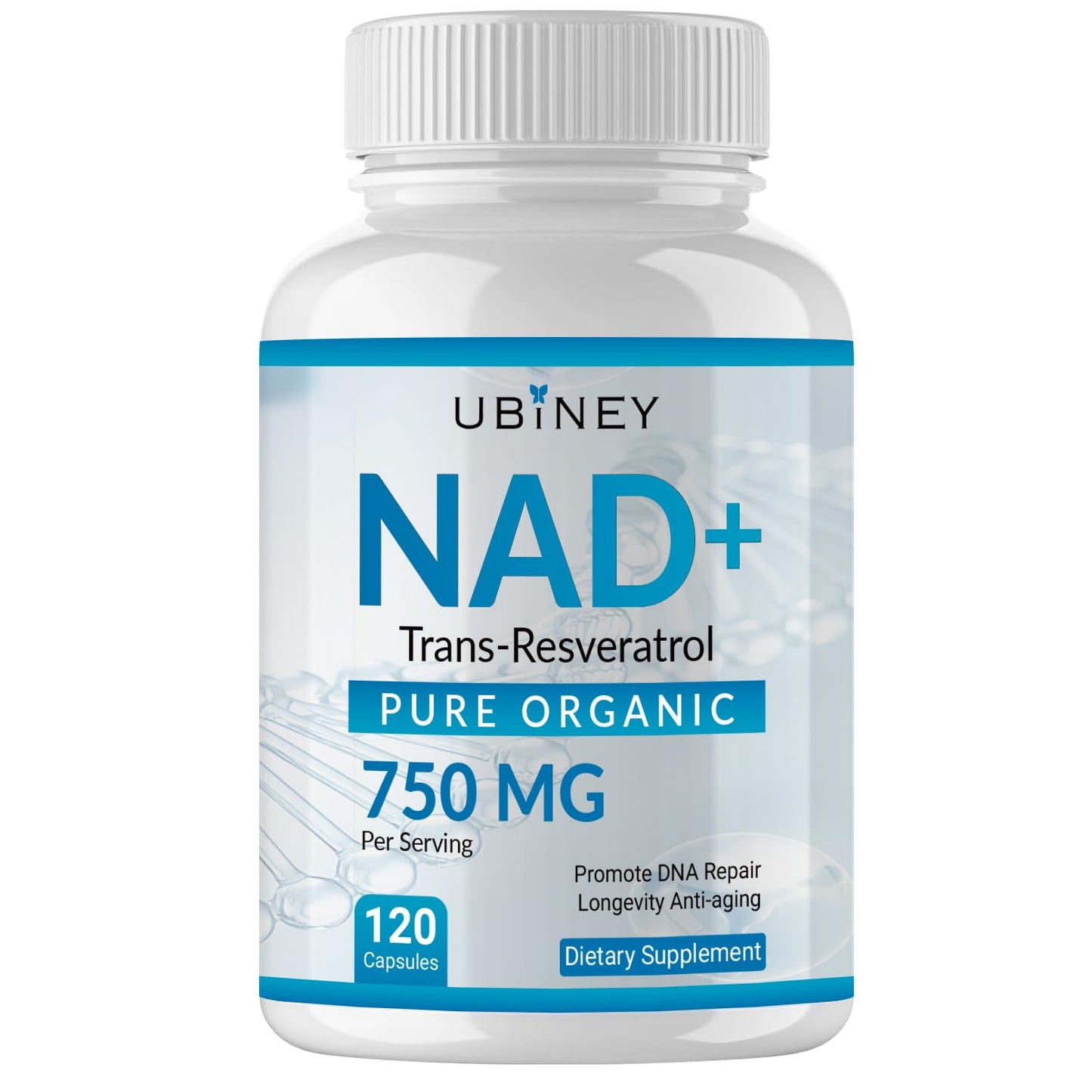 Ubiney NAD+ 750mg with Trans-Resveratrol – Organic NAD+ Supplement for Energy & DNA Repair