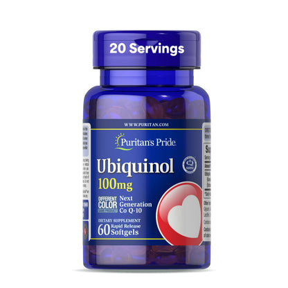 Puritan's Pride Ubiquinol 100 mg – Cardiovascular Health | 60 Rapid Release Softgels