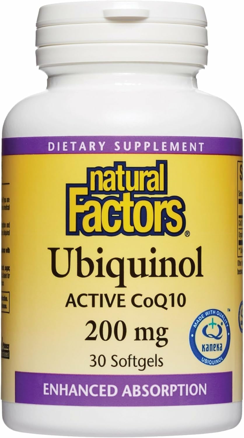 Natural Factors Ubiquinol 200 mg – Heart Health, Antioxidant Support & Energy (Flaxseed Oil) – 30 Softgels