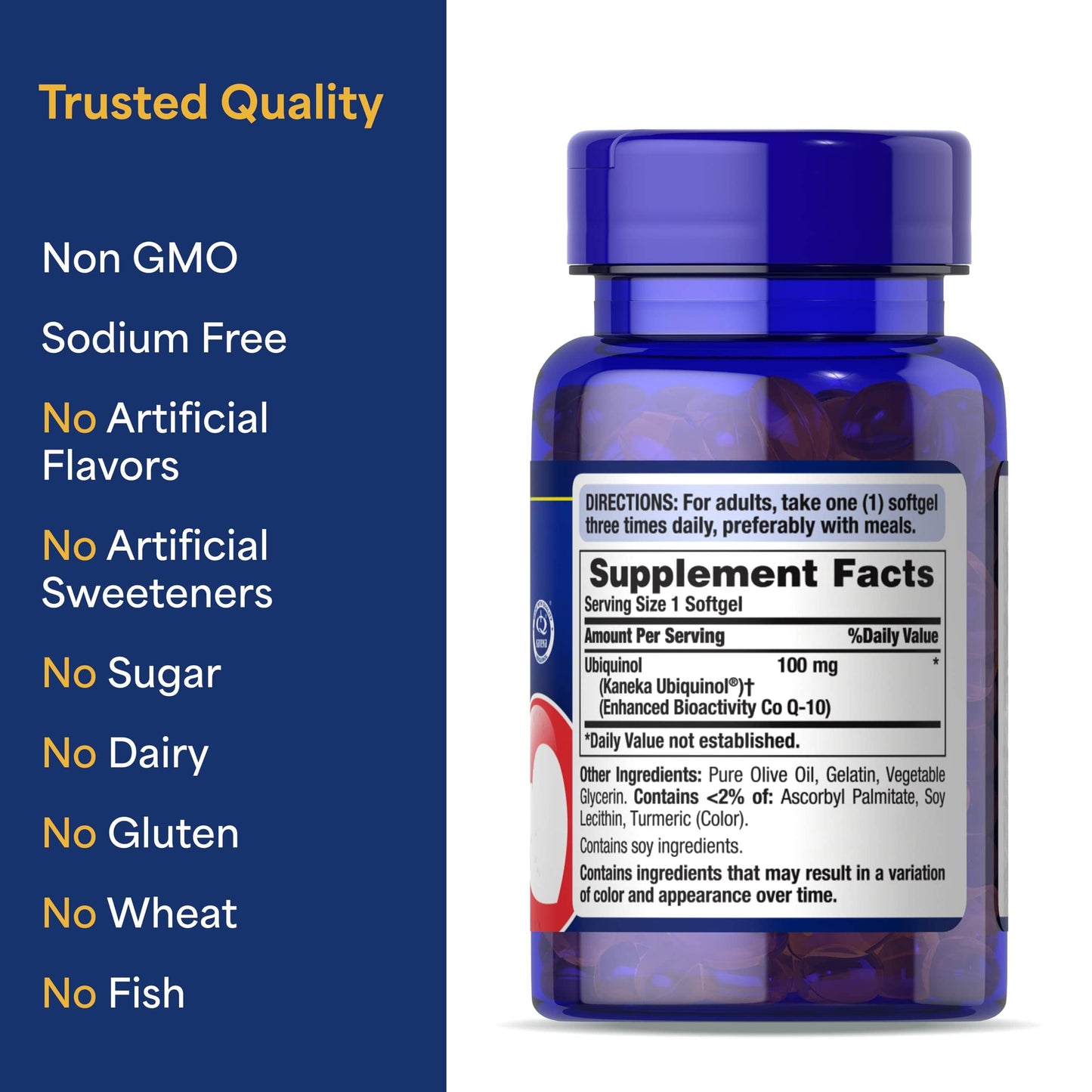 Puritan's Pride Ubiquinol 100 mg – Cardiovascular Health | 60 Rapid Release Softgels