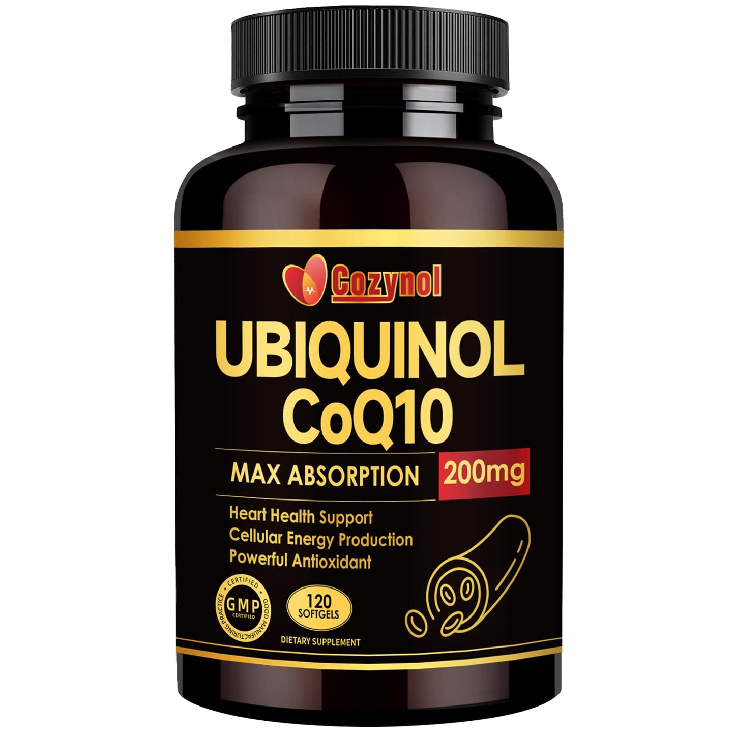 Ubiquinol CoQ10 200mg Softgels with Vitamin E & Omega-3 | 120 Count