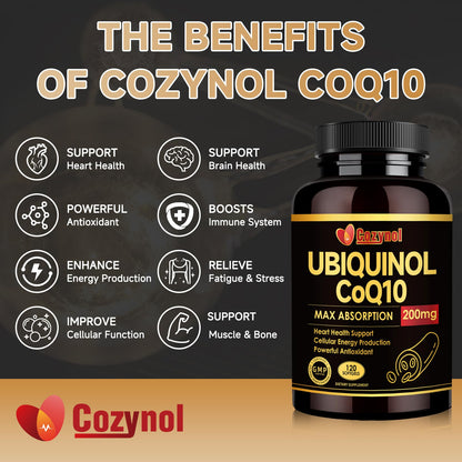 Ubiquinol CoQ10 200mg Softgels with Vitamin E & Omega-3 | 120 Count
