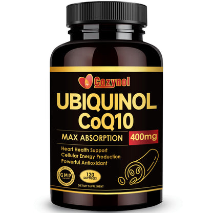 Ubiquinol CoQ10 400mg Softgels with Vitamin E & Omega-3, Max-Absorption, 120 Count, Non-GMO