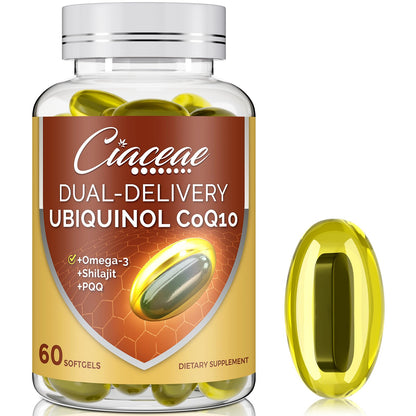 Ubiquinol CoQ10 600mg Softgels with Omega-3, Shilajit & PQQ – 60 Servings