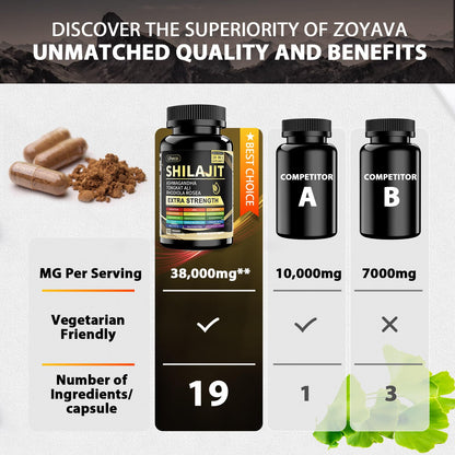 Uheco Shilajit Supplement with Sea Moss, Ashwagandha & Tongkat Ali – 90 Count