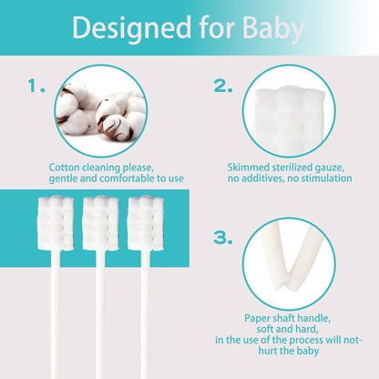 uhfi Baby Toothbrush Kit – 30Pcs + 2 Finger Toothbrushes, Clay/Mint (0-36 Months)