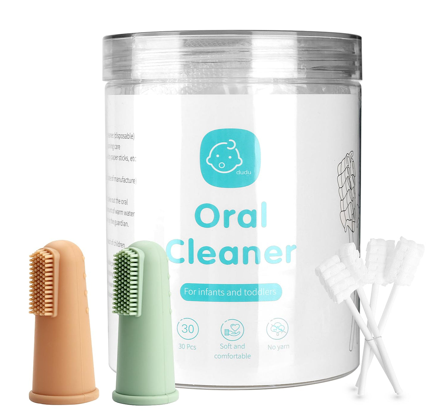 UHFi Baby Finger Toothbrush Kit – Oral Cleaner for 0-36 Months, Clay/Mint + 30pcs