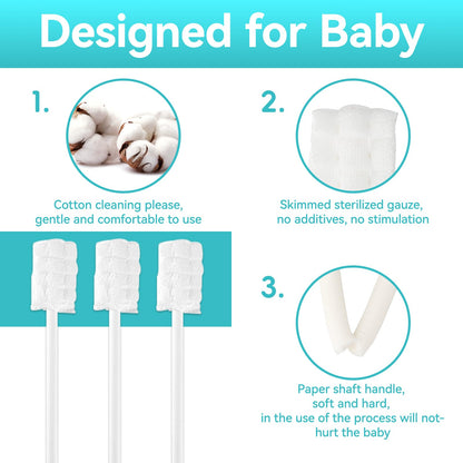 UHFi Baby Finger Toothbrush Kit – Oral Cleaner for 0-36 Months, Clay/Mint + 30pcs