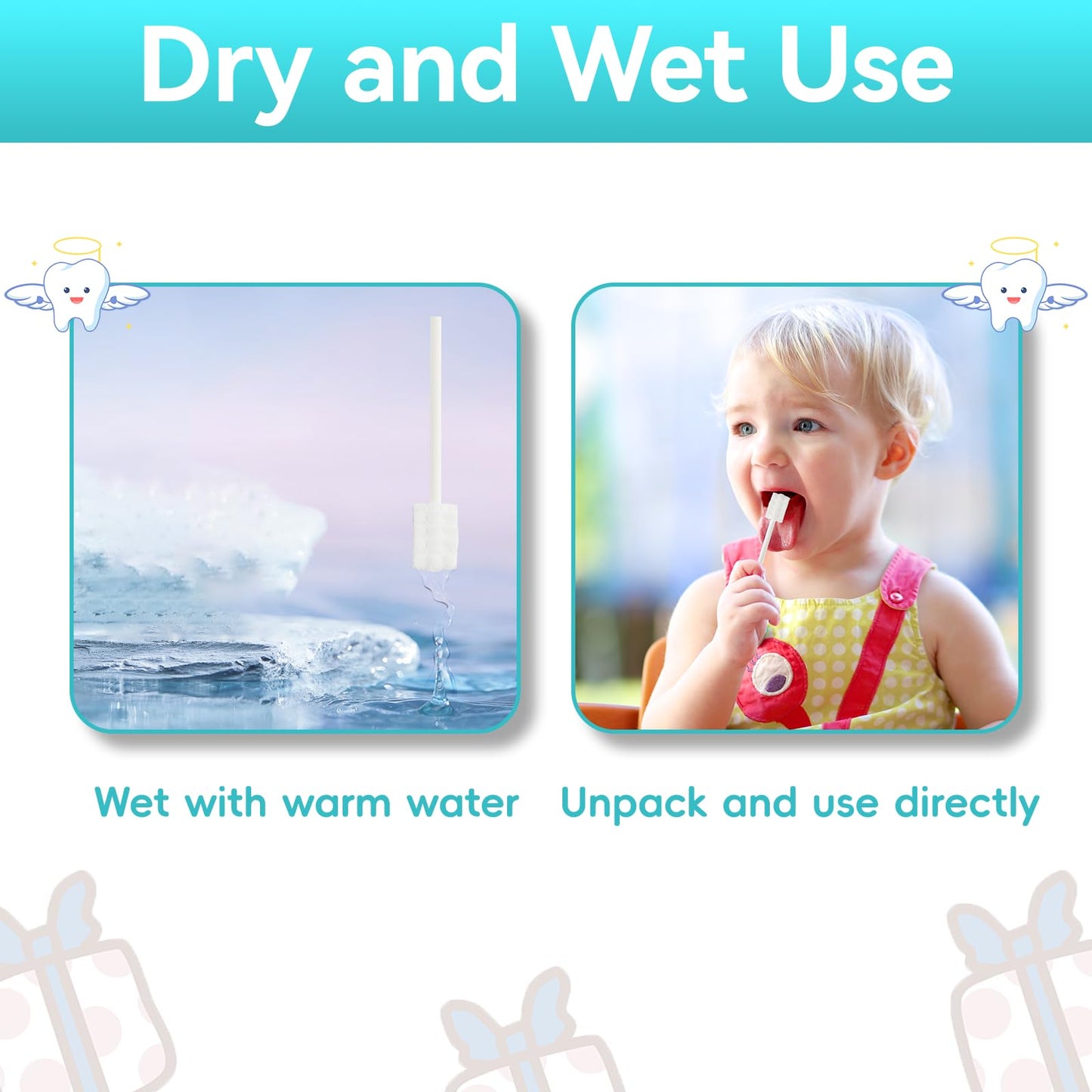 UHFi Baby Finger Toothbrush Kit – Oral Cleaner for 0-36 Months, Clay/Mint + 30pcs