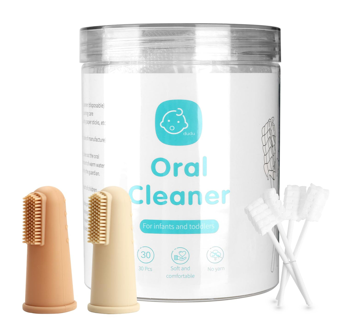 UHFi Baby Toothbrush Kit – 30Pcs + 2 Free Finger Brushes (Clay/Ivory) for 0-36 Months