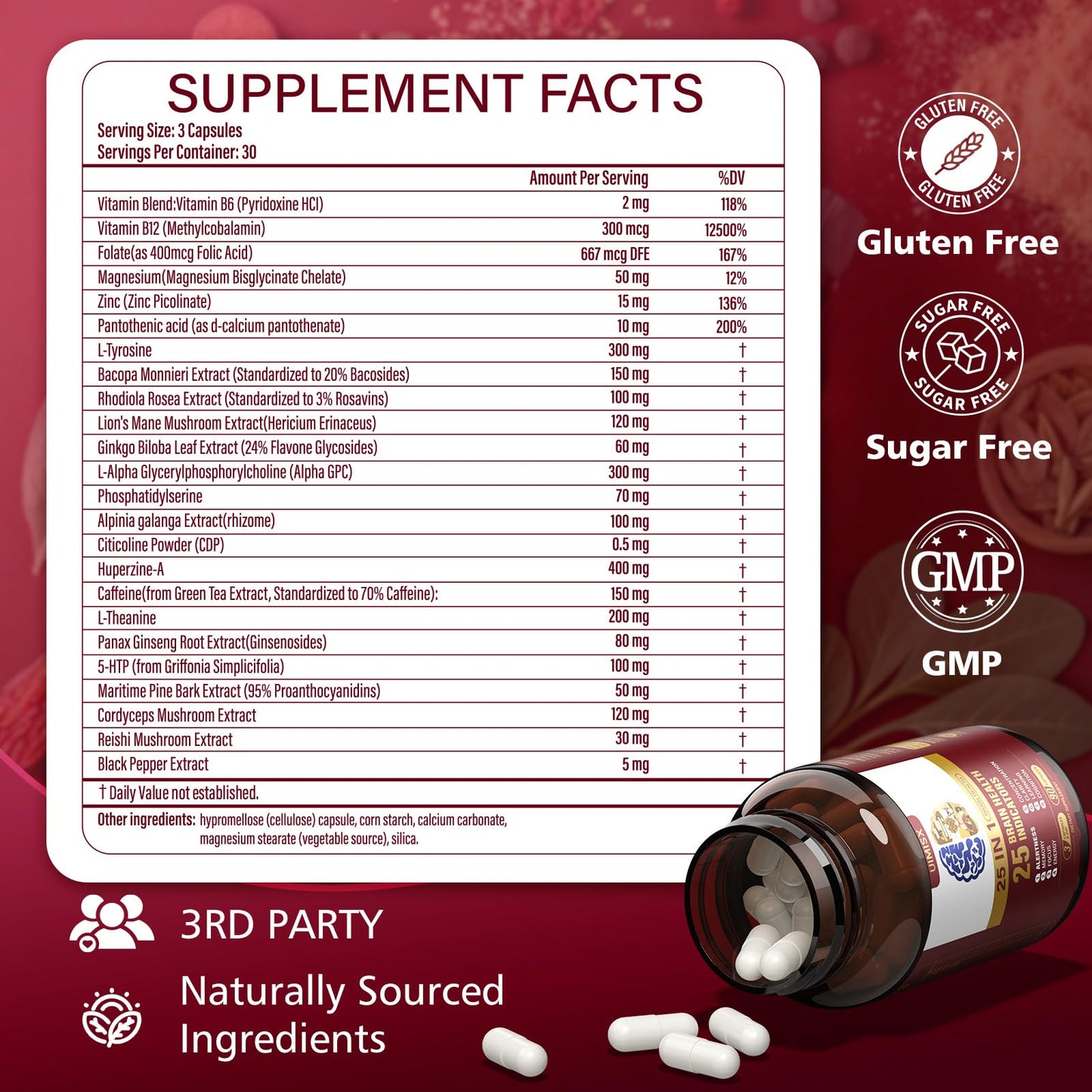UIMISX Brain Supplement – Mental Alertness, Memory, Focus & Energy | 90 Capsules
