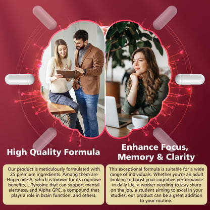 UIMISX Brain Supplement – Mental Alertness, Memory, Focus & Energy | 90 Capsules