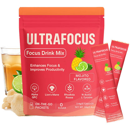 Ulora Ultrafocus Drink Mix – Mojito Flavor | Sugar-Free, 20 Packets for Focus & Clarity