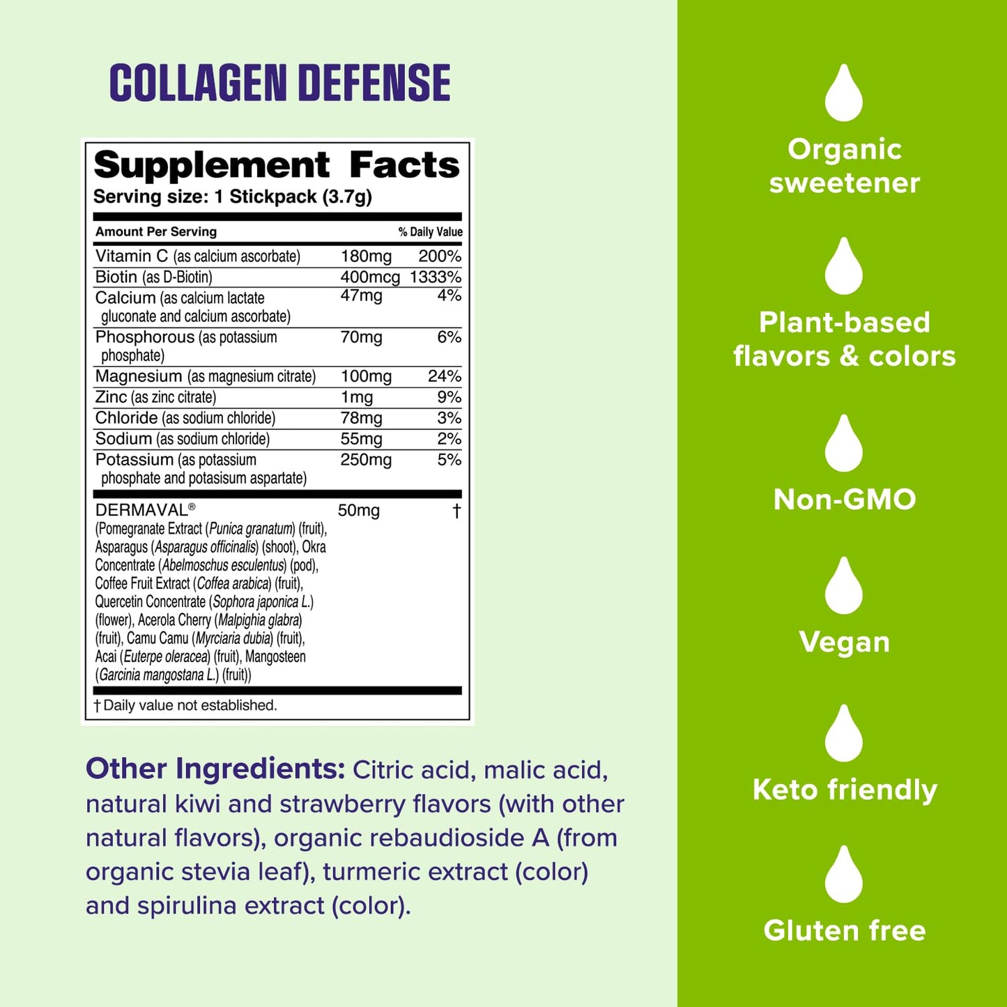 Ultima Replenisher Collagen Defense Electrolytes Powder – Kiwi Strawberry, 13 Stickpacks