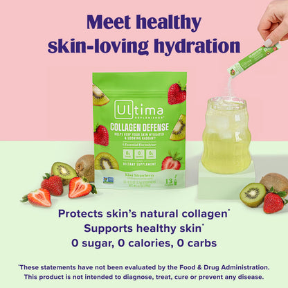 Ultima Replenisher Collagen Defense Electrolytes Powder – Kiwi Strawberry, 13 Stickpacks