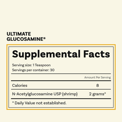 Ultimate Glucosamine Wellesley Therapeutics Inc, Mobility & Comfort, Long Term Joint Maintenance, Non-GMO, Gluten-Free, Dairy-Free, 60g, 30 Servings