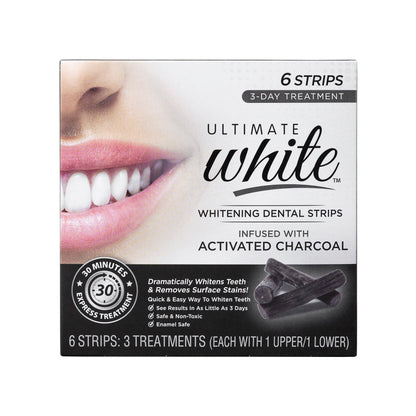 Ultimate White Teeth Whitening Strips – 6-Piece Activated Charcoal Kit