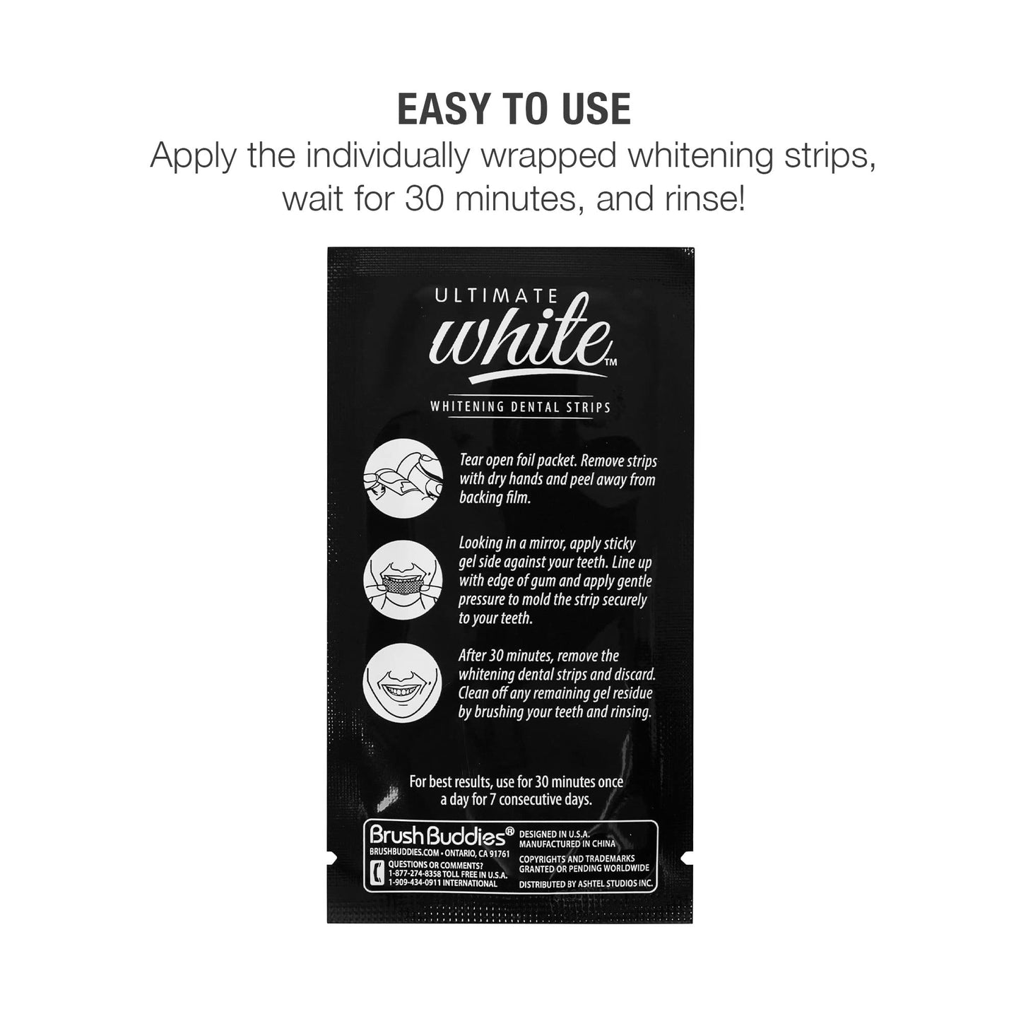 Ultimate White Teeth Whitening Strips – 6-Piece Activated Charcoal Kit