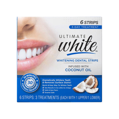Ultimate White Teeth Whitening Strips – 6-Pack Coconut Oil Formula | Teeth Whitening Kit