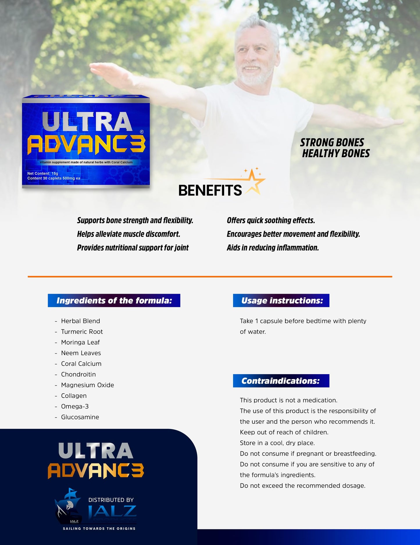 Ultra Advance 3 - Original Blue Herbal Capsules