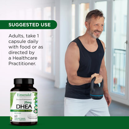 Ultra Botanicals Emerald Labs DHEA 25mg – Adrenal Support, Gluten-Free, 60 Veg Capsules