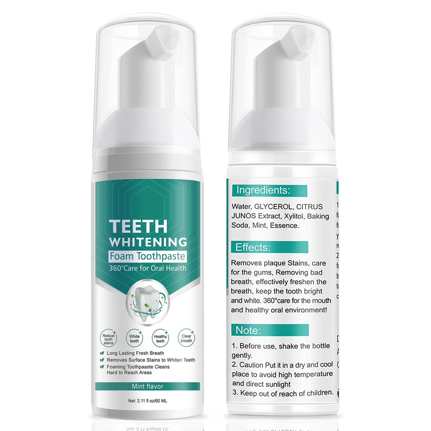 Teeth Whitening Toothpaste 2-Pack – Foam Whitening for Deep Cleaning & Stain Removal
