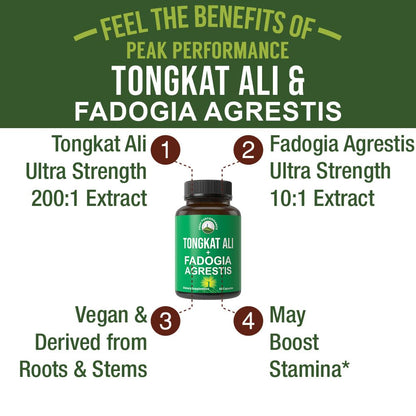 Tongkat Ali + Fadogia Agrestis 2-in-1 T Supplement for Men - Ultra High Strength