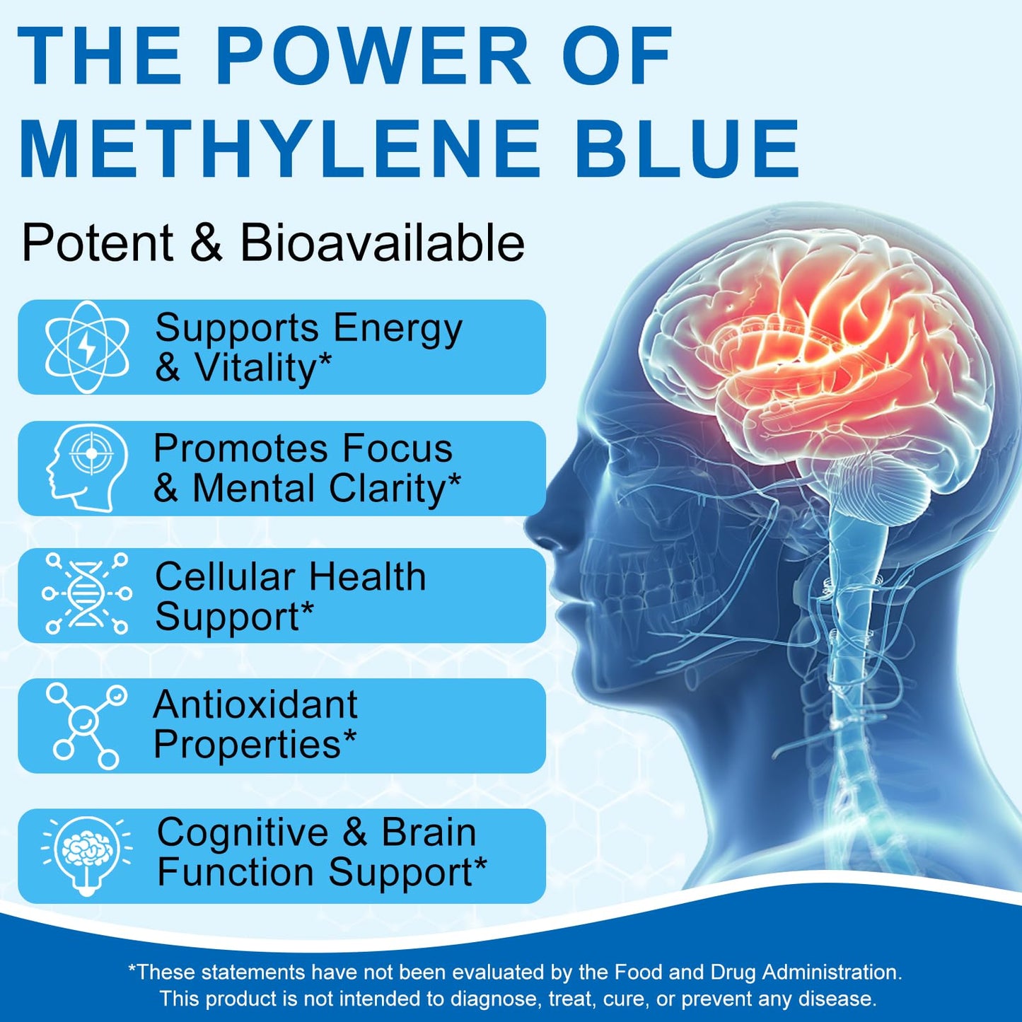 Ultra Methylene Blue 1% Solution | Pharmaceutical Grade USP | Cognitive Function & Cellular Energy Support | Formaldehyde-Free | 60ml (2 Fl Oz)