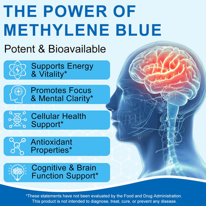 Ultra Methylene Blue 1% Solution | Pharmaceutical Grade USP | Cognitive Function & Cellular Energy Support | Formaldehyde-Free | 60ml (2 Fl Oz)