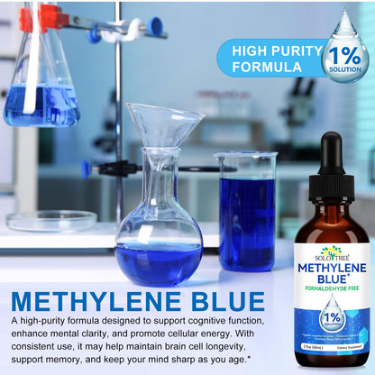 Ultra Methylene Blue 1% Solution | Pharmaceutical Grade USP | Cognitive Function & Cellular Energy Support | Formaldehyde-Free | 60ml (2 Fl Oz)