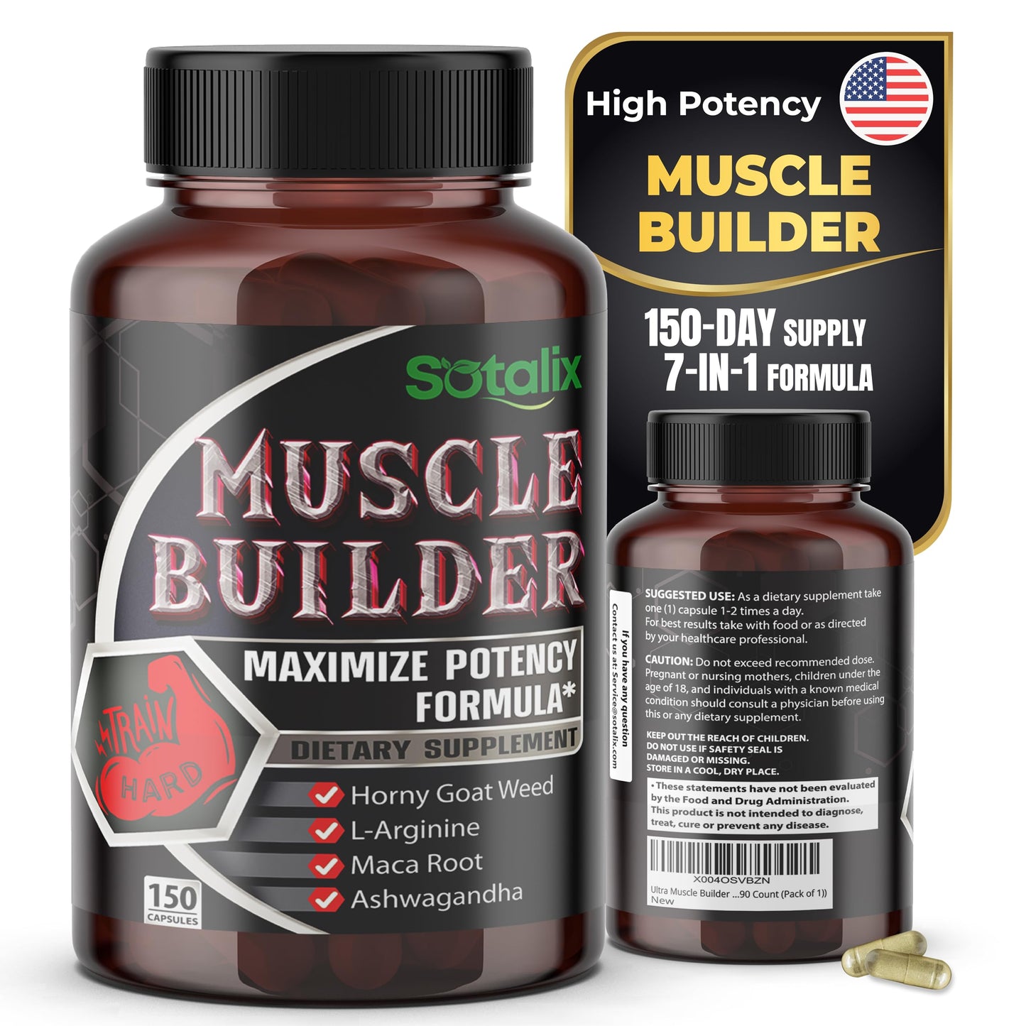 Ultra Muscle Builder Supplement – L-Arginine & Tribulus, 150 Capsules