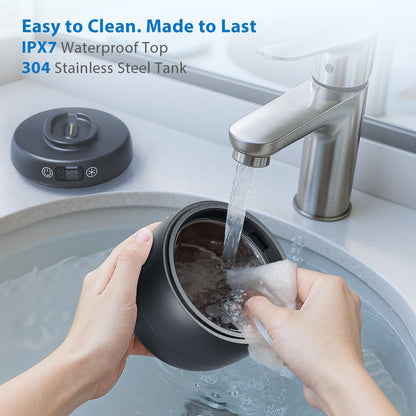 Ultrasonic Retainer Cleaner 42kHz – IPX7 Waterproof, Quiet Black