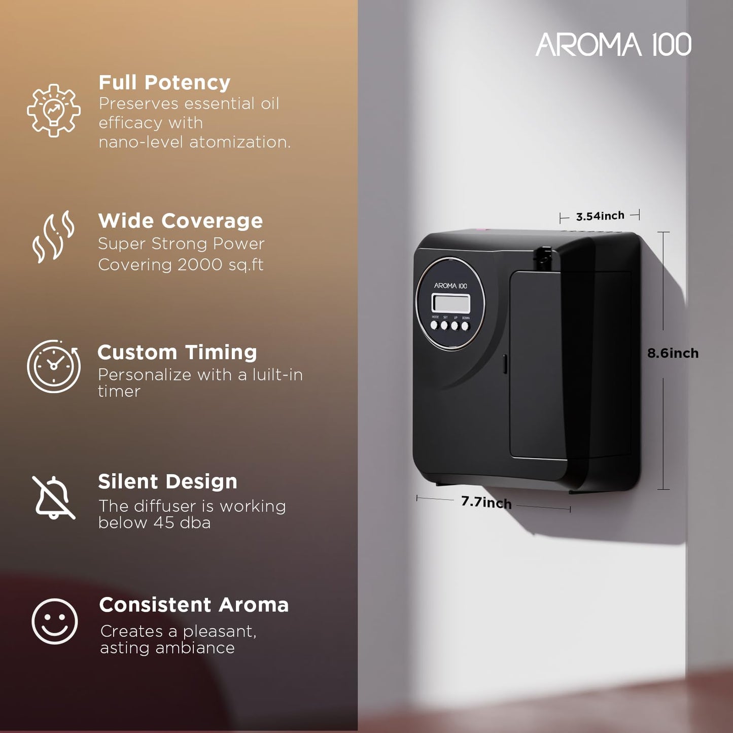 Waterless Diffuser for 2000 sq ft | App Control | Black