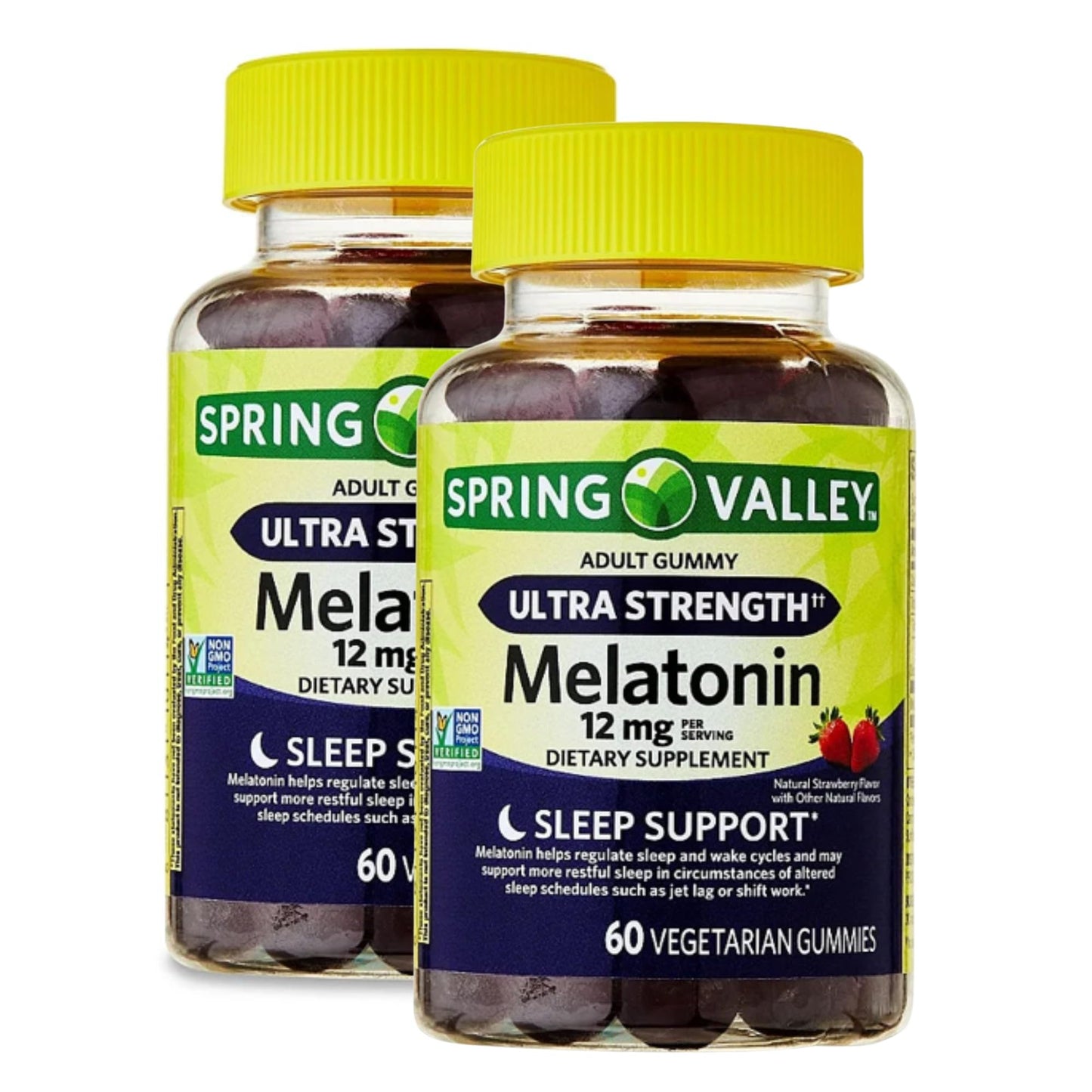 Ultra Strength Melatonin 12mg Gummies – Strawberry, 60 Gummies (Pack of 2)