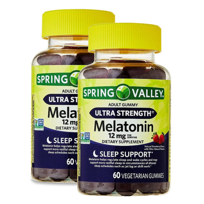 Ultra Strength Melatonin 12mg Gummies – Strawberry, 60 Gummies (Pack of 2)