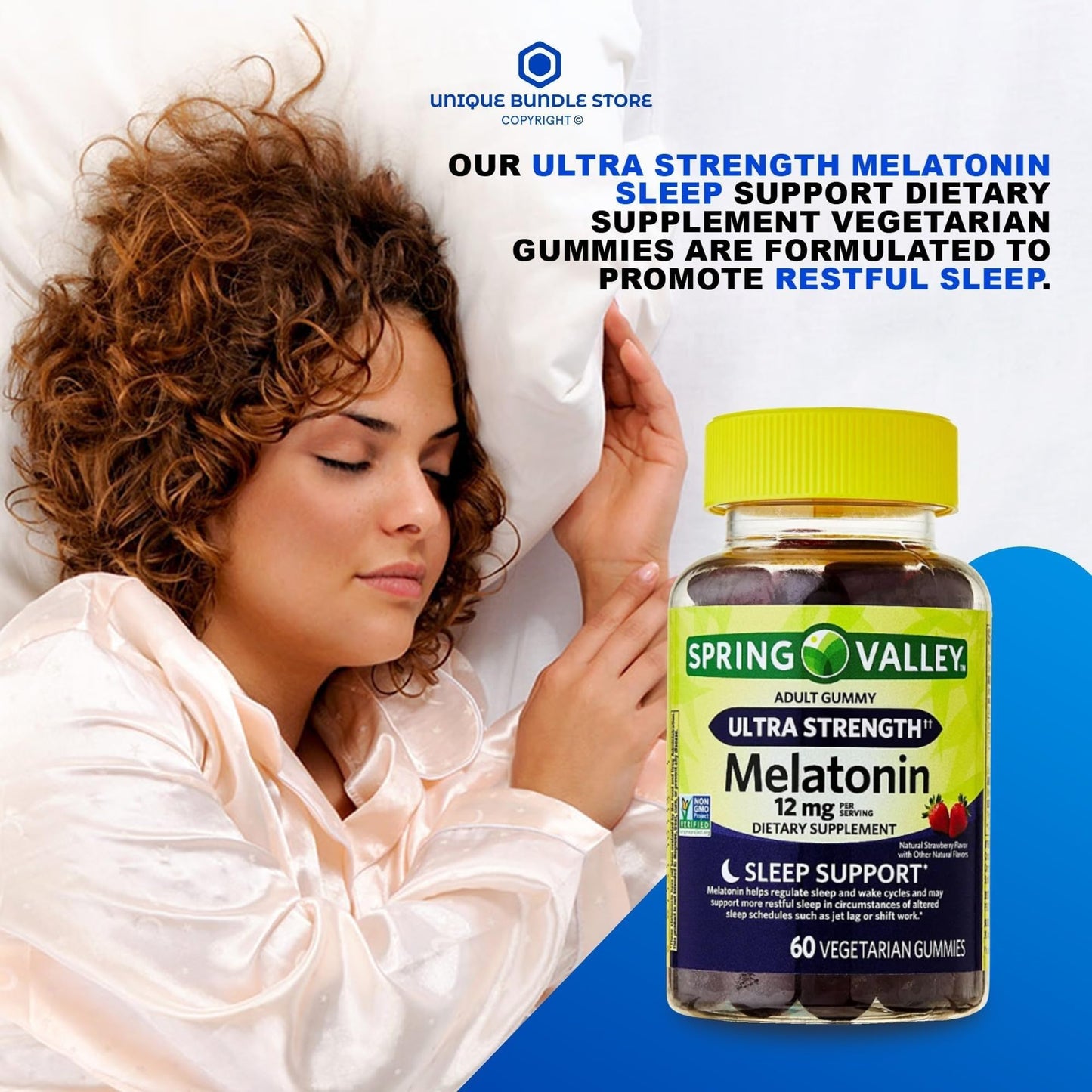 Ultra Strength Melatonin 12mg Gummies – Strawberry, 60 Gummies (Pack of 2)