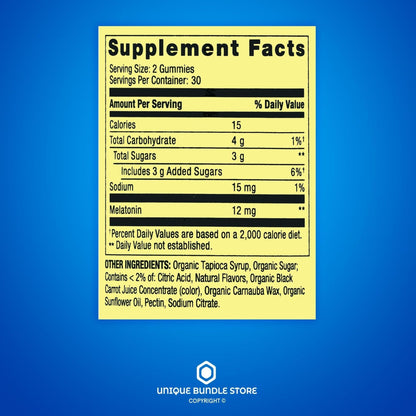 Ultra Strength Melatonin 12mg Gummies – Strawberry, 60 Gummies (Pack of 2)