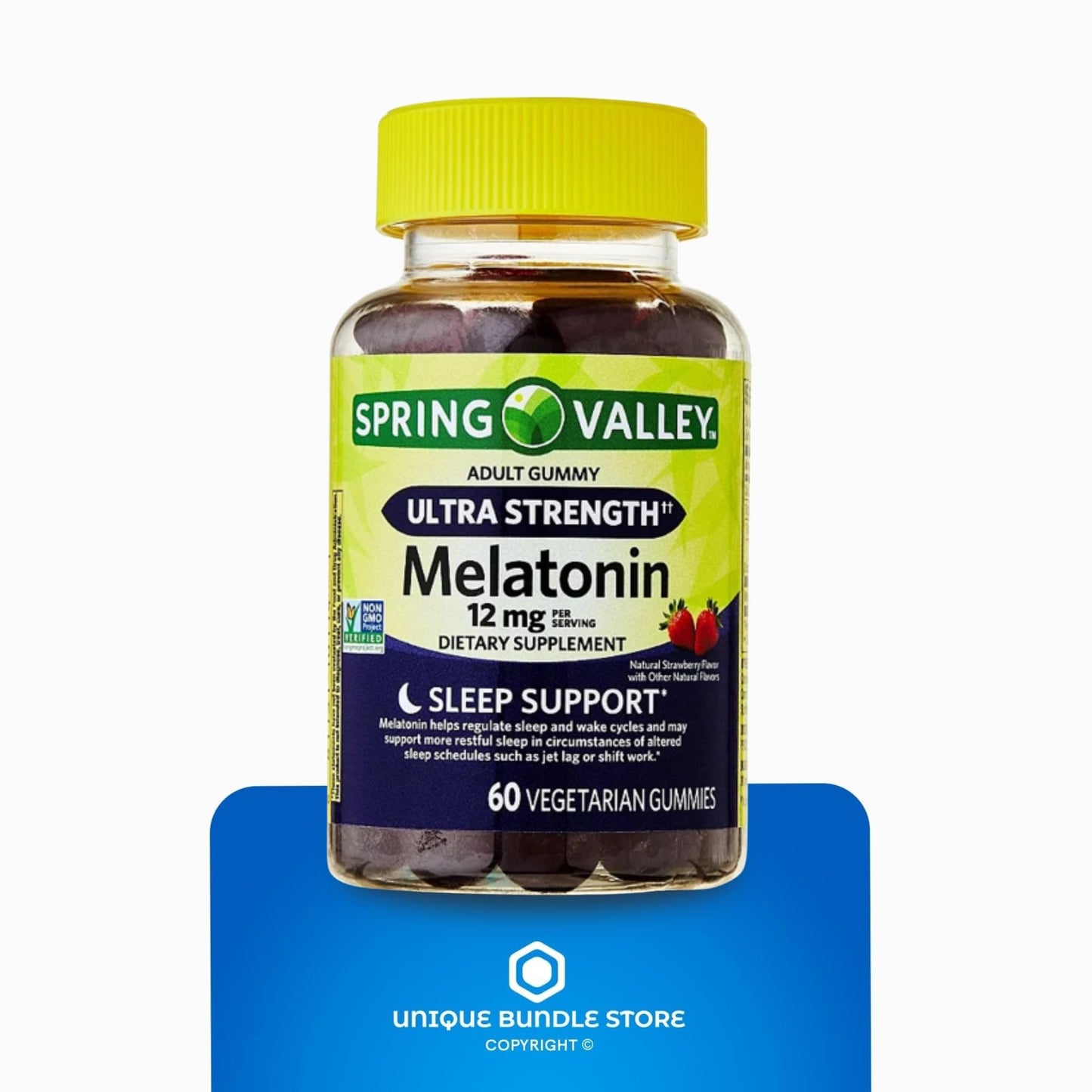 Ultra Strength Melatonin 12mg Gummies – Strawberry, 60 Gummies (Pack of 2)