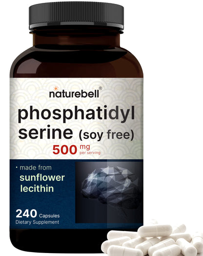 Ultra Strength Phosphatidylserine 500mg per Serving – 240 Capsules | Soy Free, Sunflower Lecithin, Non-GMO