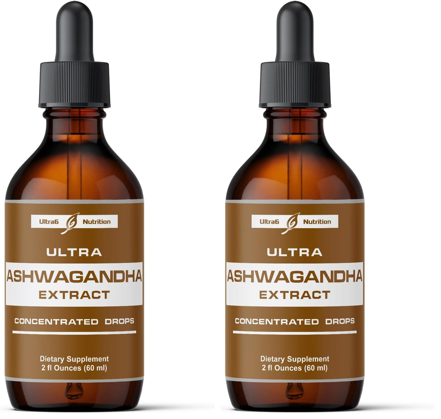 Ultra6 Ashwagandha Liquid Drops – Organic Ashwagandha & Rhodiola (Pack of 2)