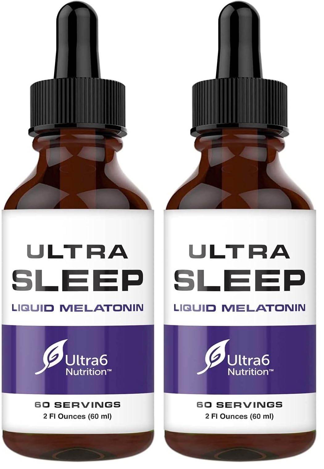 Ultra6 Nutrition Melatonin Drops with Valerian Root – Liquid Sleep Aid for Adults (Pack of 2)